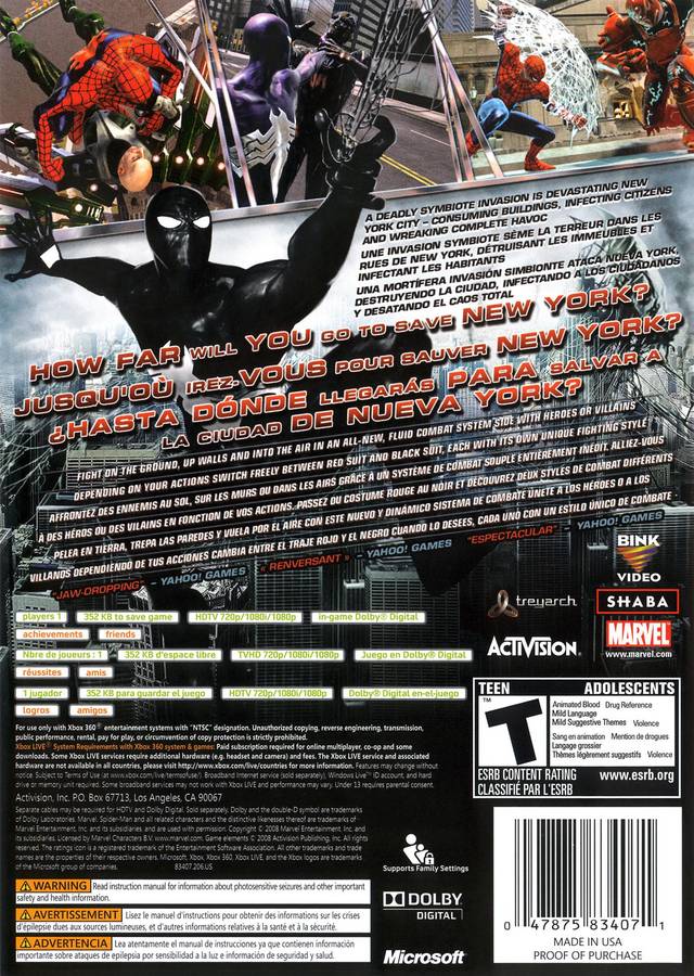 Spiderman Web of Shadows - Xbox 360