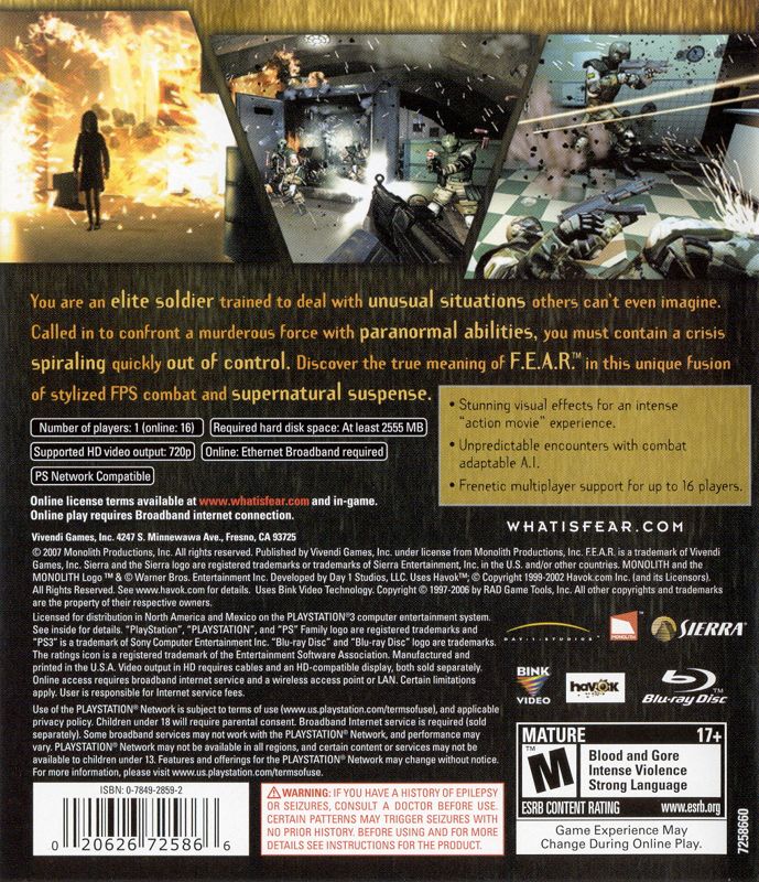 F.E.A.R. - Playstation 3 - Retro Island Gaming