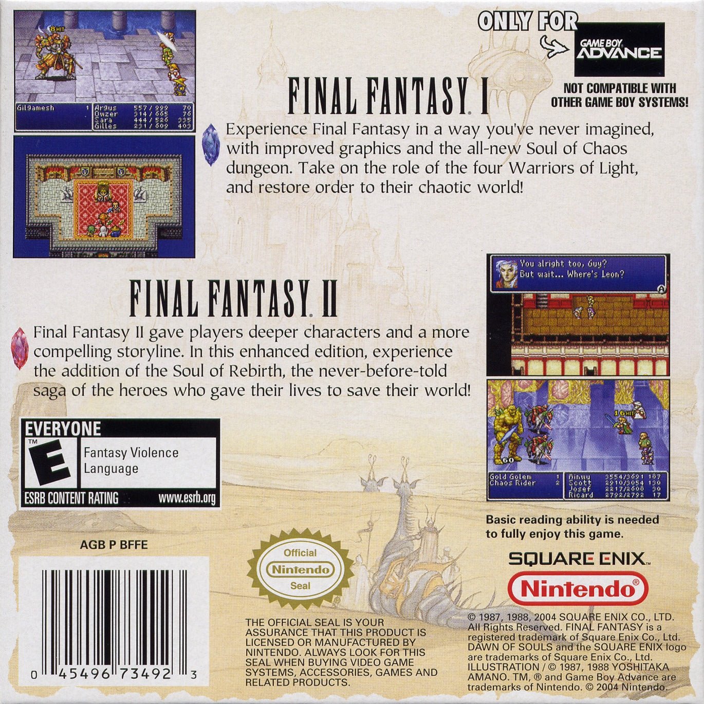 Final Fantasy I & II Dawn of Souls - GameBoy Advance - Retro Island Gaming