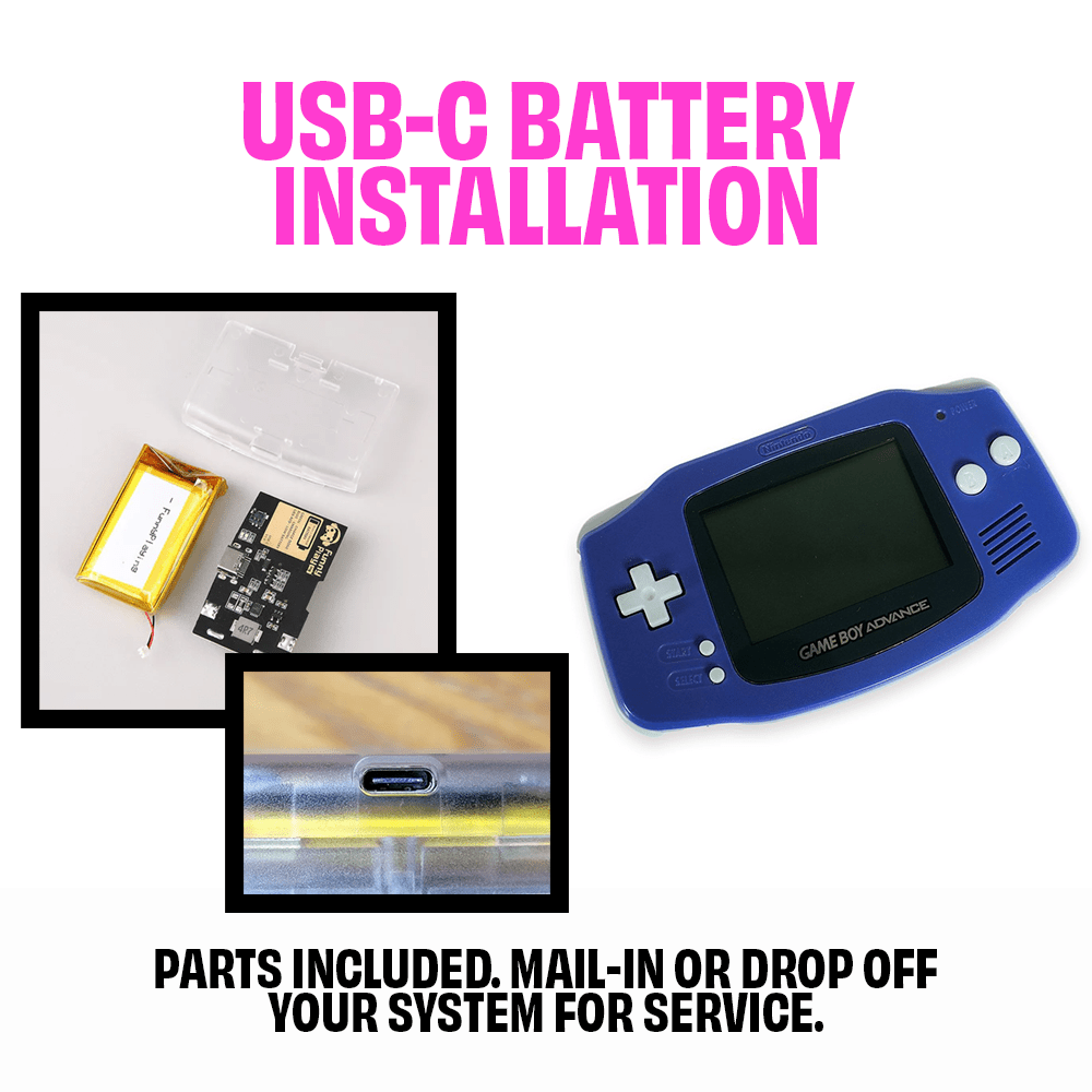 GameBoy Advance USB - C Battery Upgrade Installation Service - Retro Island Gaming
