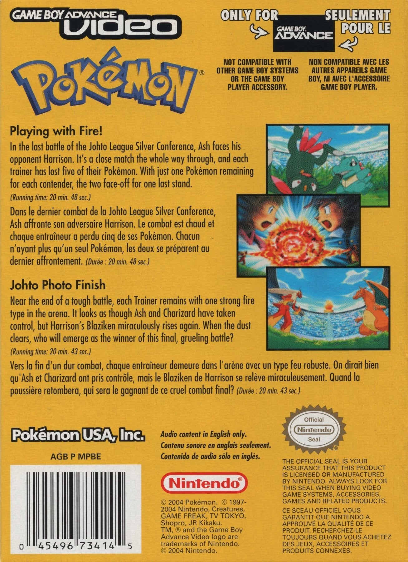 GBA Video Pokemon Johto Photo Finish and Playing with Fire - GameBoy Advance - Retro Island Gaming