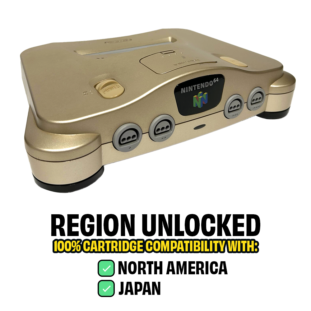 Region Unlocked Gold Nintendo 64 System - Certified Tested & Cleaned