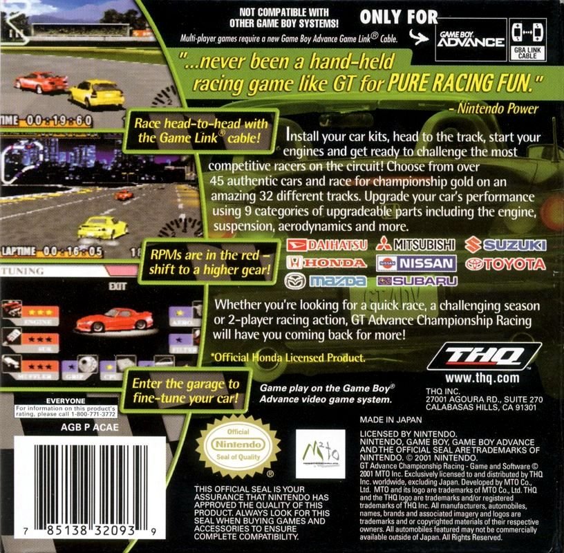 GT Advance Championship Racing - GameBoy Advance - Retro Island Gaming