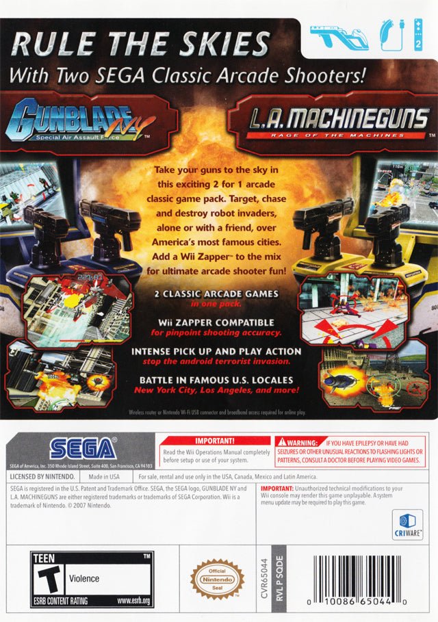 Gunblade NY & LA Machineguns Arcade Hits Pack - Wii - Retro Island Gaming