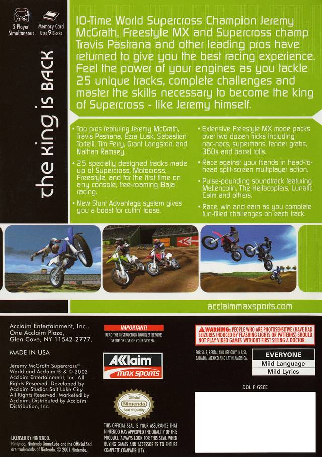 Jeremy McGrath Supercross World - Gamecube - Retro Island Gaming
