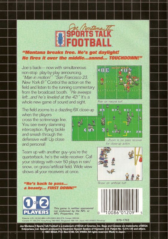 Joe Montana II Sports Talk Football - Sega Genesis - Retro Island Gaming