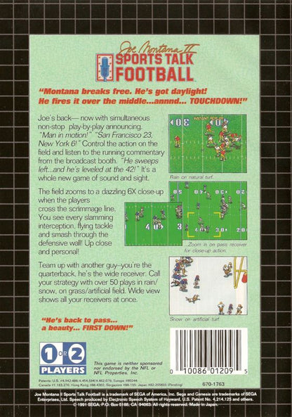 Joe Montana II Sports Talk Football - Sega Genesis - Retro Island Gaming