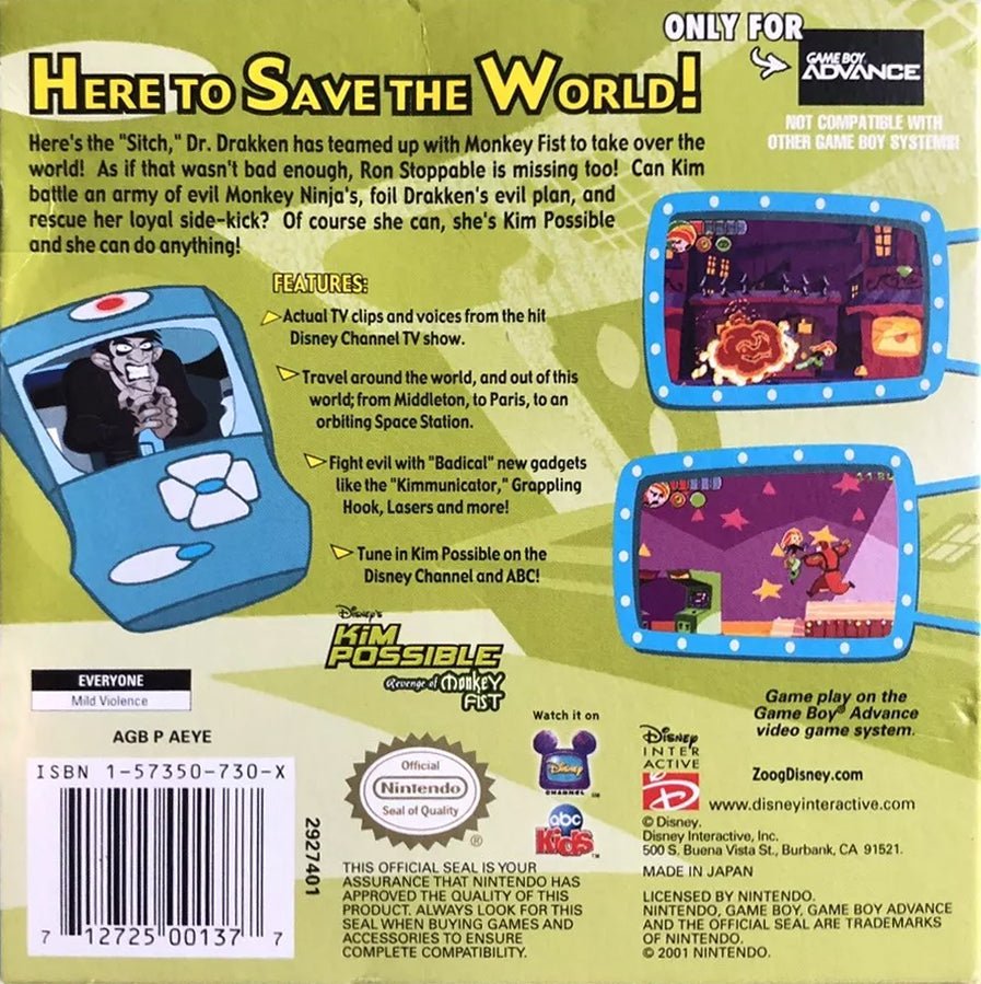 Kim Possible: Revenge of Monkey Fist - GameBoy Advance - Retro Island Gaming