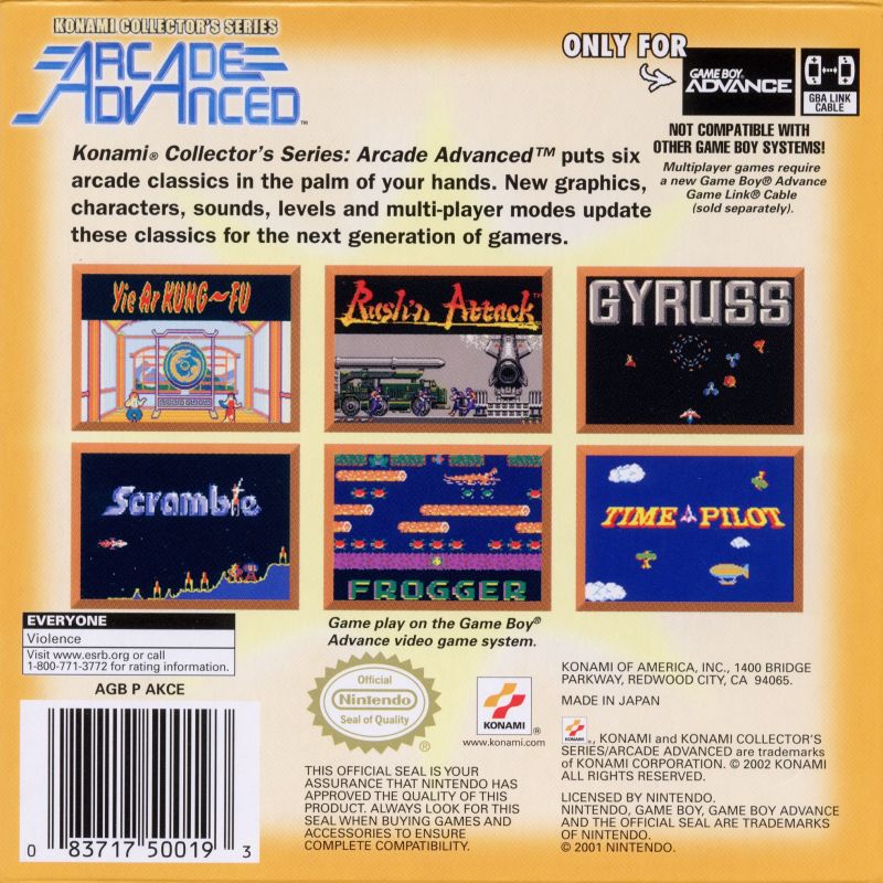 Konami Collector's Series Arcade Advanced - GameBoy Advance – Retro ...