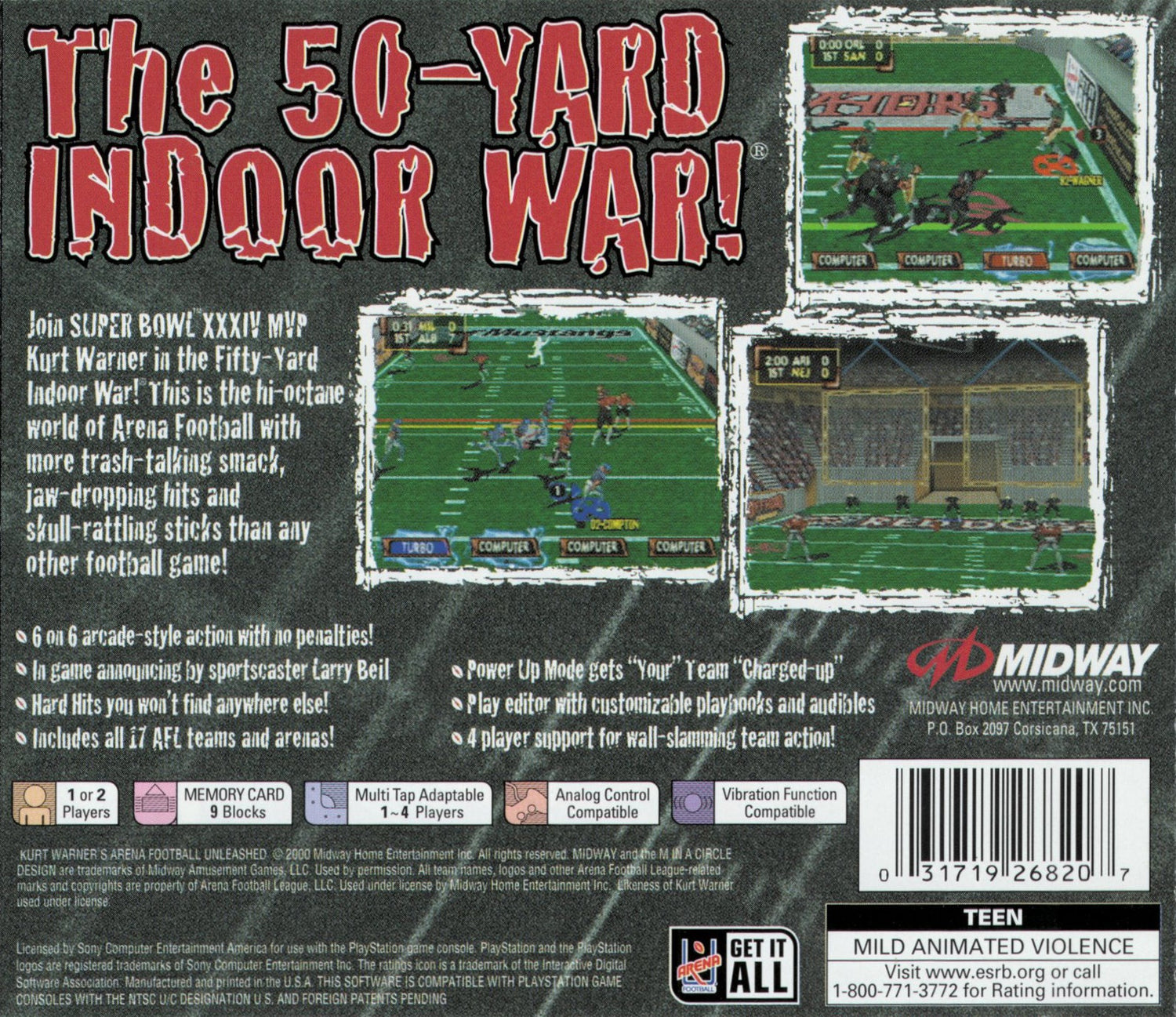 Kurt Warner's Arena Football Unleashed - Playstation - Retro Island Gaming