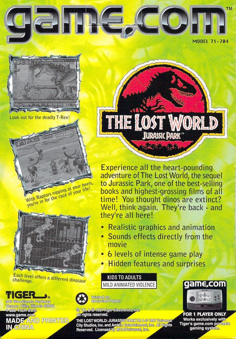 Lost World: Jurassic Park - Game.Com - Retro Island Gaming