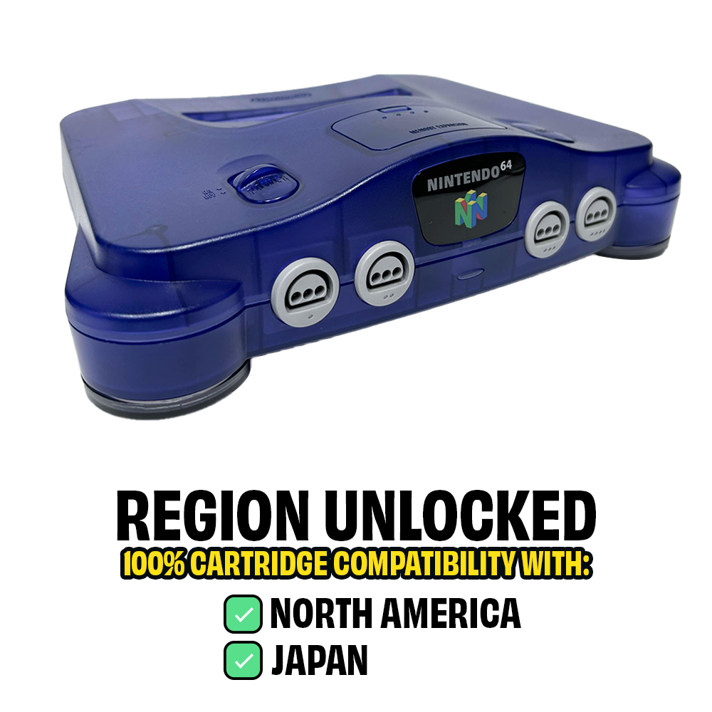 Region Unlocked Midnight Nintendo 64 System - Certified Tested & Cleaned