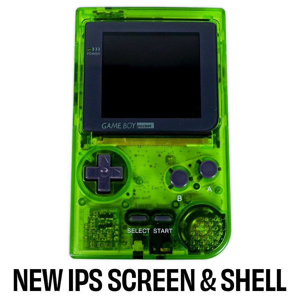 Modded Clear Green GameBoy Pocket System w/ New IPS Screen & Shell - C ...
