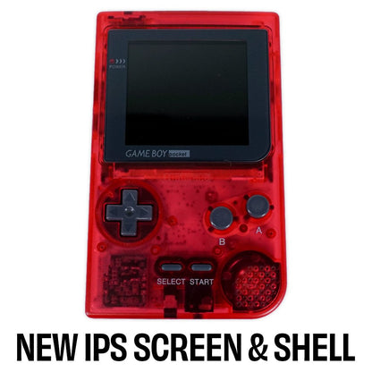 Modded Clear Rose Red GameBoy Pocket System w/ New IPS Screen & Shell - Certified Tested & Cleaned - Retro Island Gaming