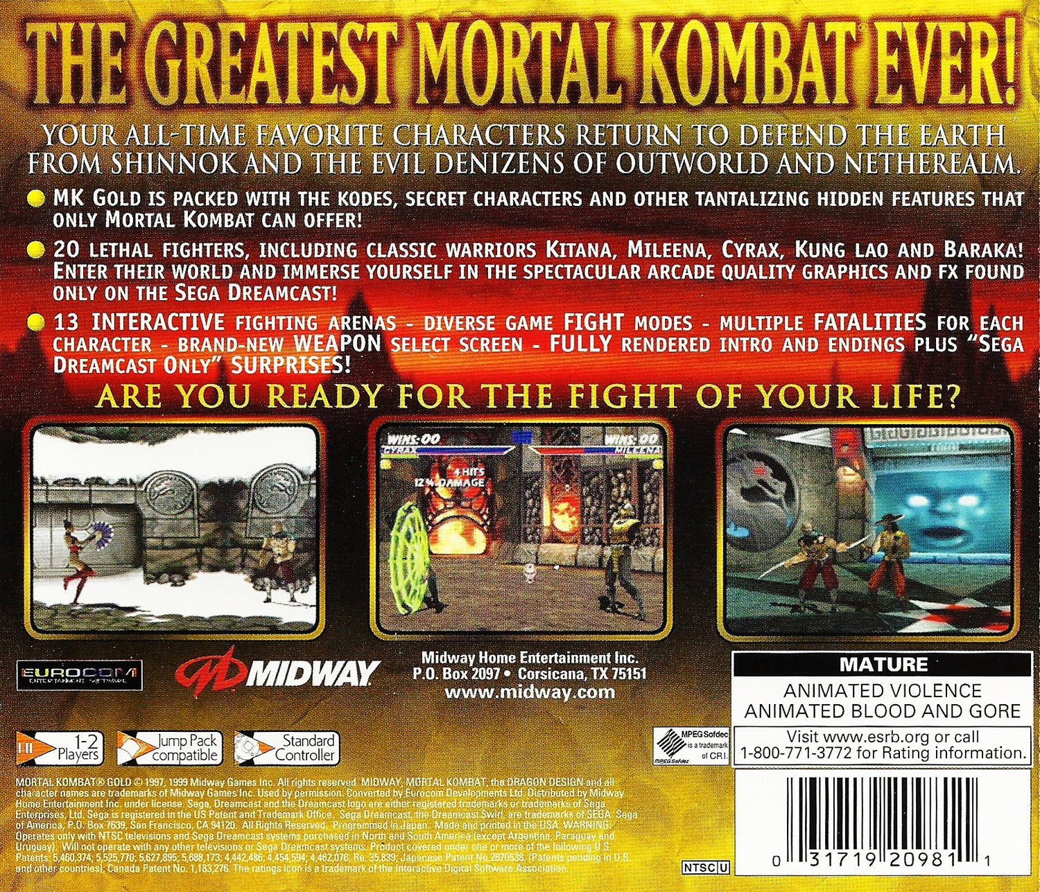 Mortal Kombat Gold - Sega Dreamcast - Retro Island Gaming