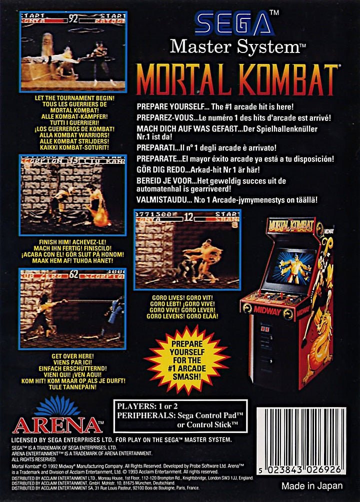 Mortal Kombat - PAL Sega Master System - Retro Island Gaming
