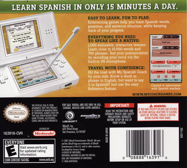 My Spanish Coach - Nintendo DS - Retro Island Gaming