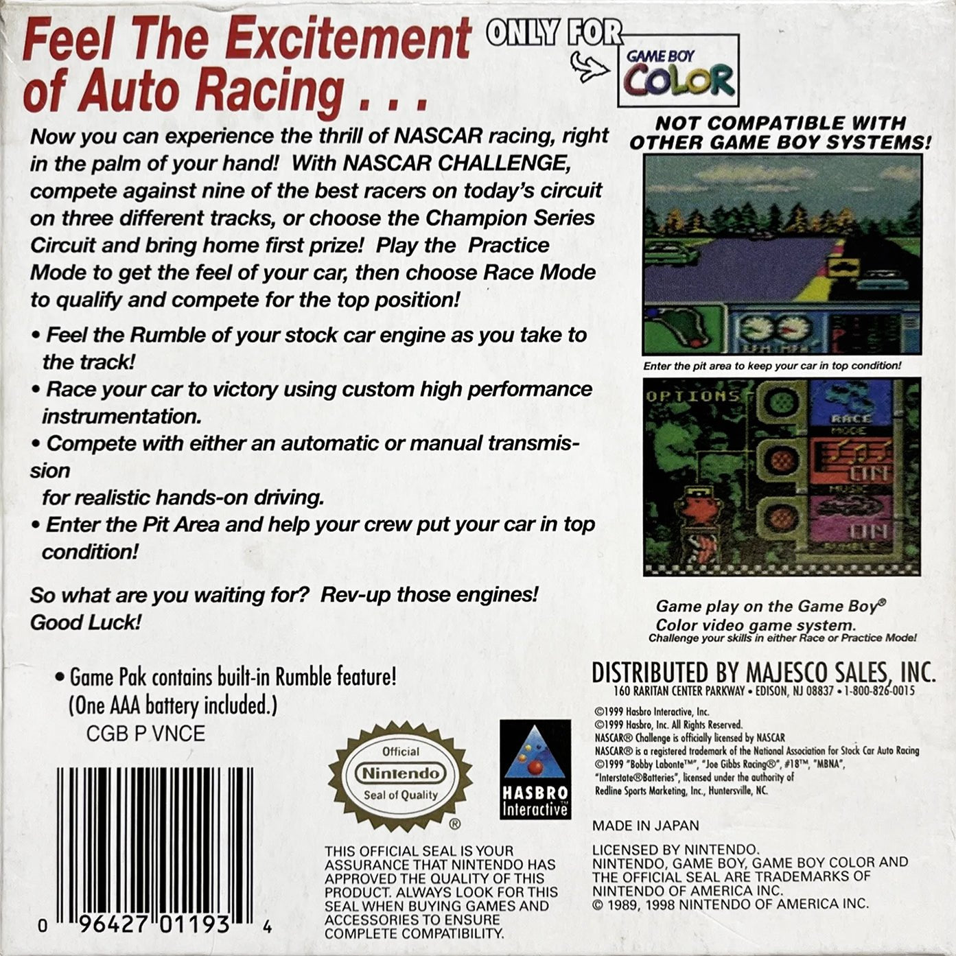 NASCAR Challenge - GameBoy Color - Retro Island Gaming