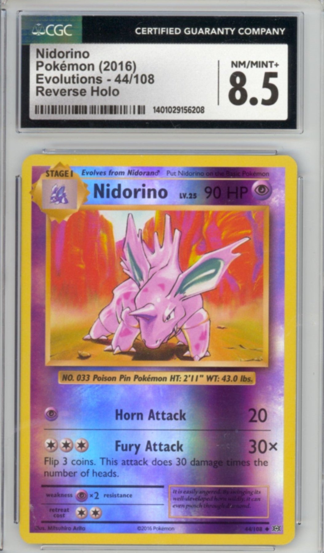 Nidorino [Reverse Holo] #44 - Pokemon Evolutions - Retro Island Gaming