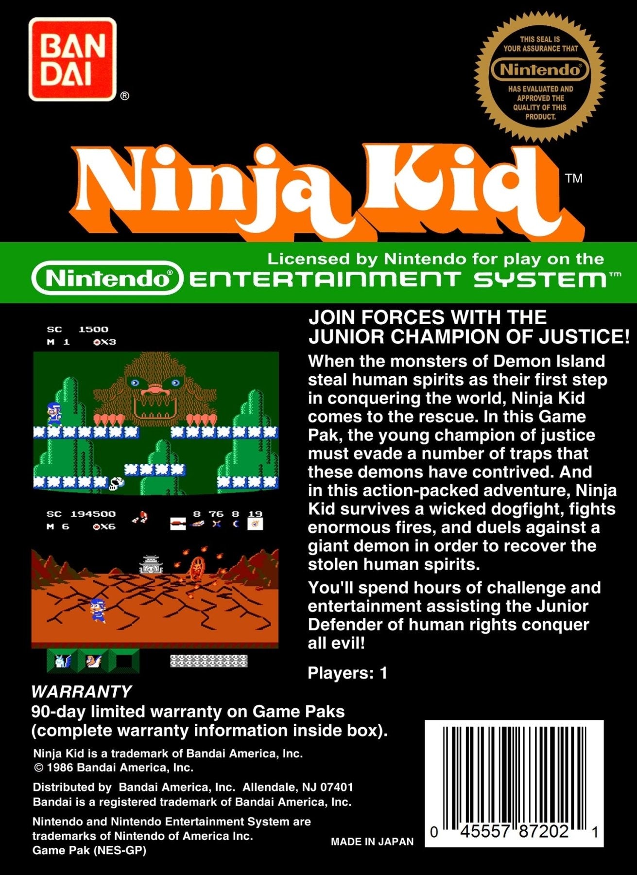 Ninja Kid [5 Screw] - NES - Retro Island Gaming