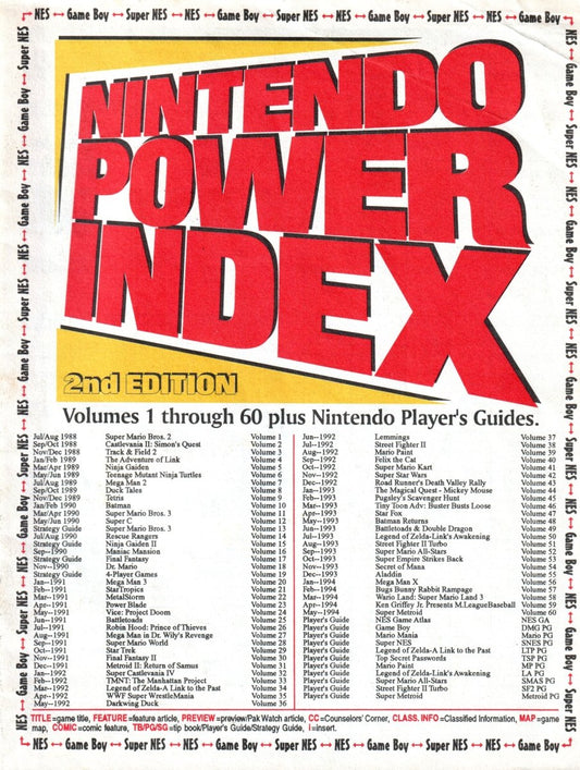 Nintendo Power Index 2nd Edition: Volumes 1 through 60 - Magazine - Retro Island Gaming