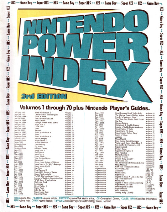 Nintendo Power Index 3rd Edition: Volumes 1 through 70 - Magazine - Retro Island Gaming