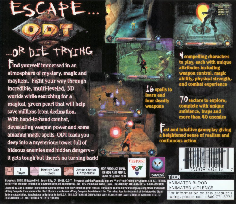 ODT Escape or Die Trying - Playstation - Retro Island Gaming