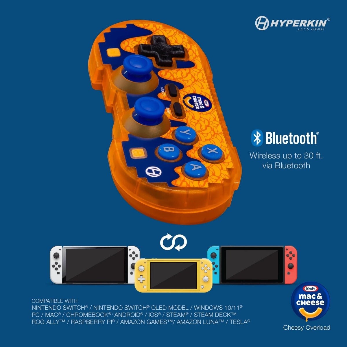 Official Kraft Mac & Cheese Limited Edition Pixel Art Bluetooth Controller (Cheesey Overload) - Retro Island Gaming