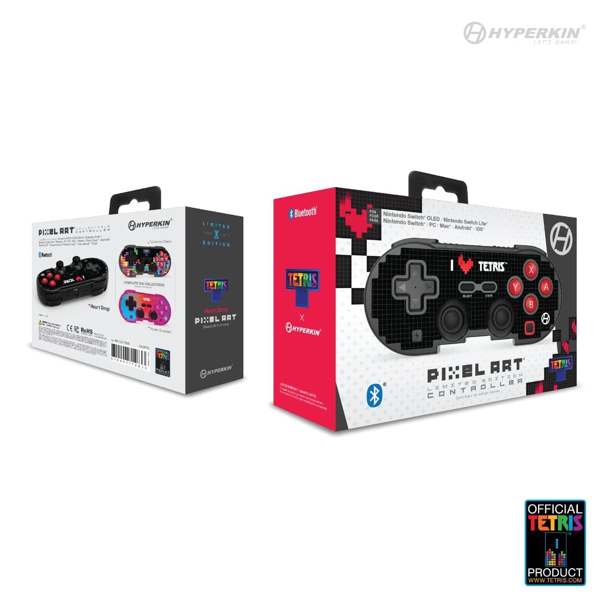 Official Tetris Heart Limited Edition Pixel Art Bluetooth Controller - Retro Island Gaming