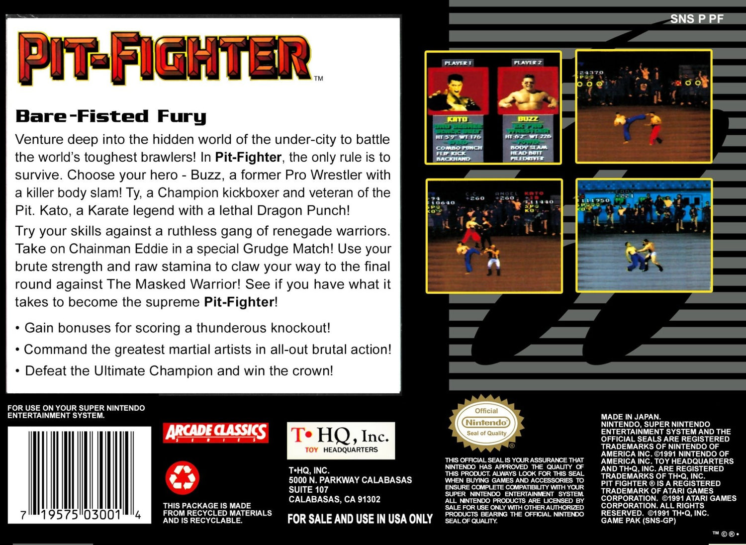 Pit - Fighter - Super Nintendo - Retro Island Gaming
