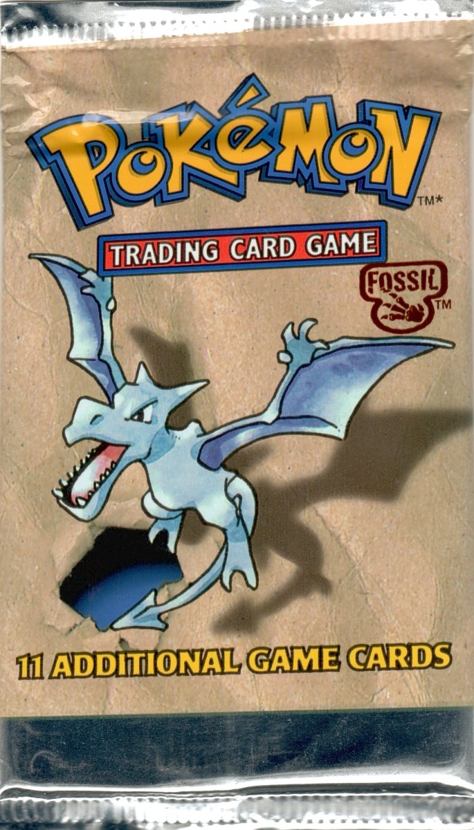 Pokémon Trading Card Game: Error Print Fossil Booster Pack (Unweighted - Unlimited Edition - Aerodactyl Art) - Retro Island Gaming