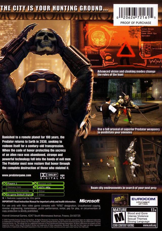 Predator Concrete Jungle - Xbox - Retro Island Gaming