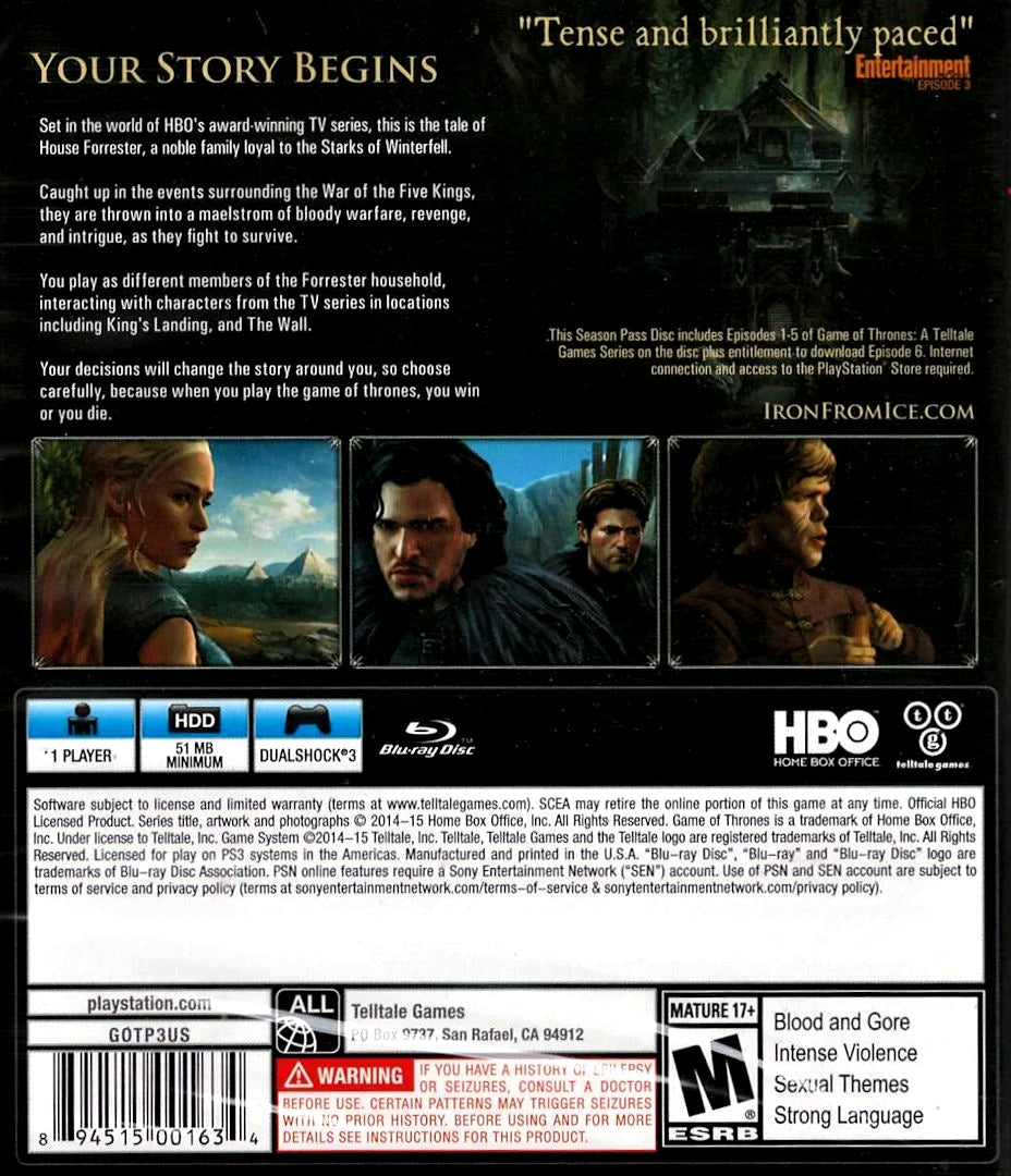 Game of Thrones A Telltale Games Series - Playstation 3