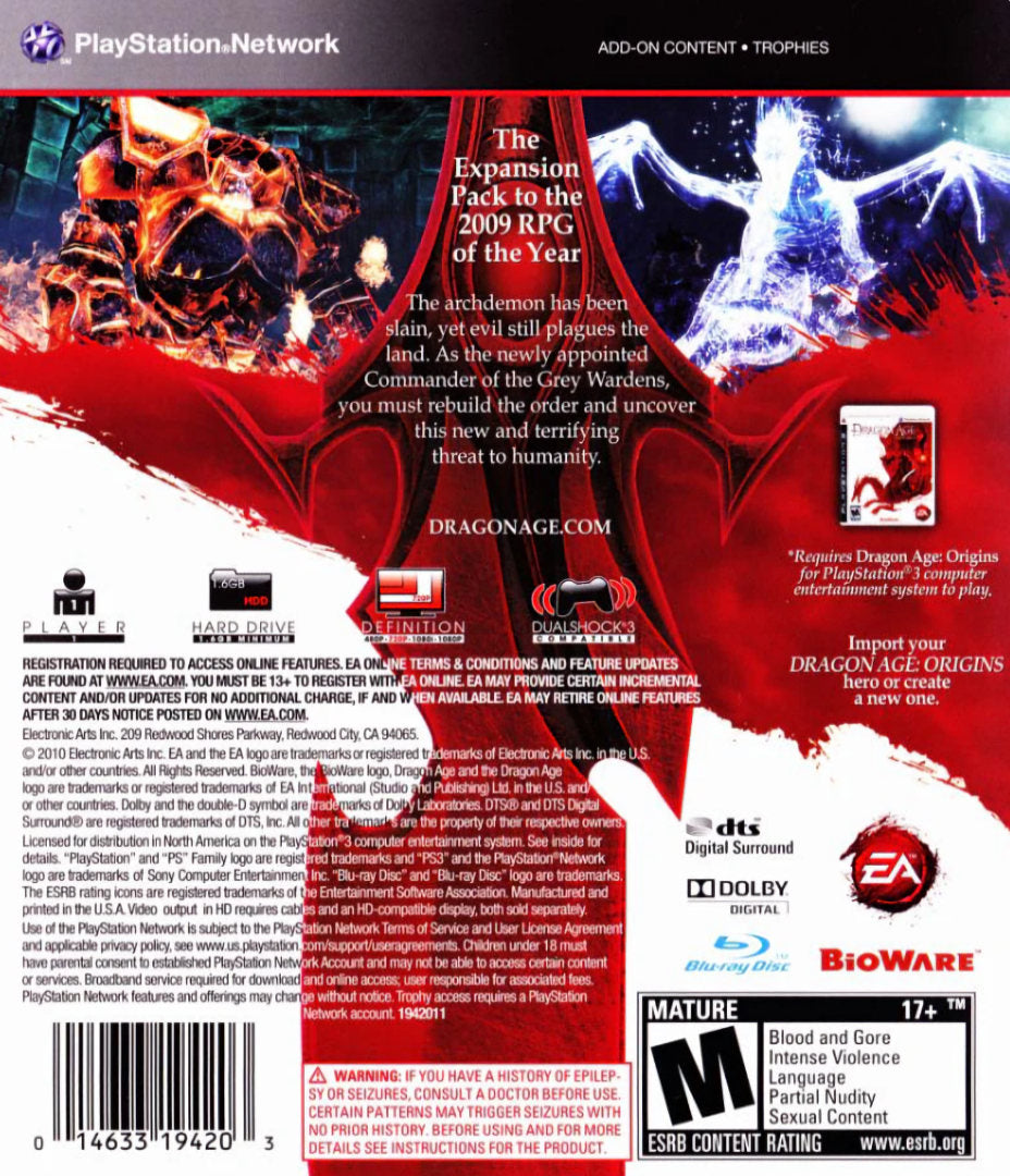 Dragon Age: Origins Awakening Expansion - Playstation 3