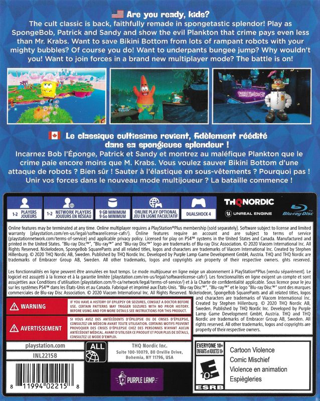 SpongeBob SquarePants Battle for Bikini Bottom Rehydrated - Playstation 4