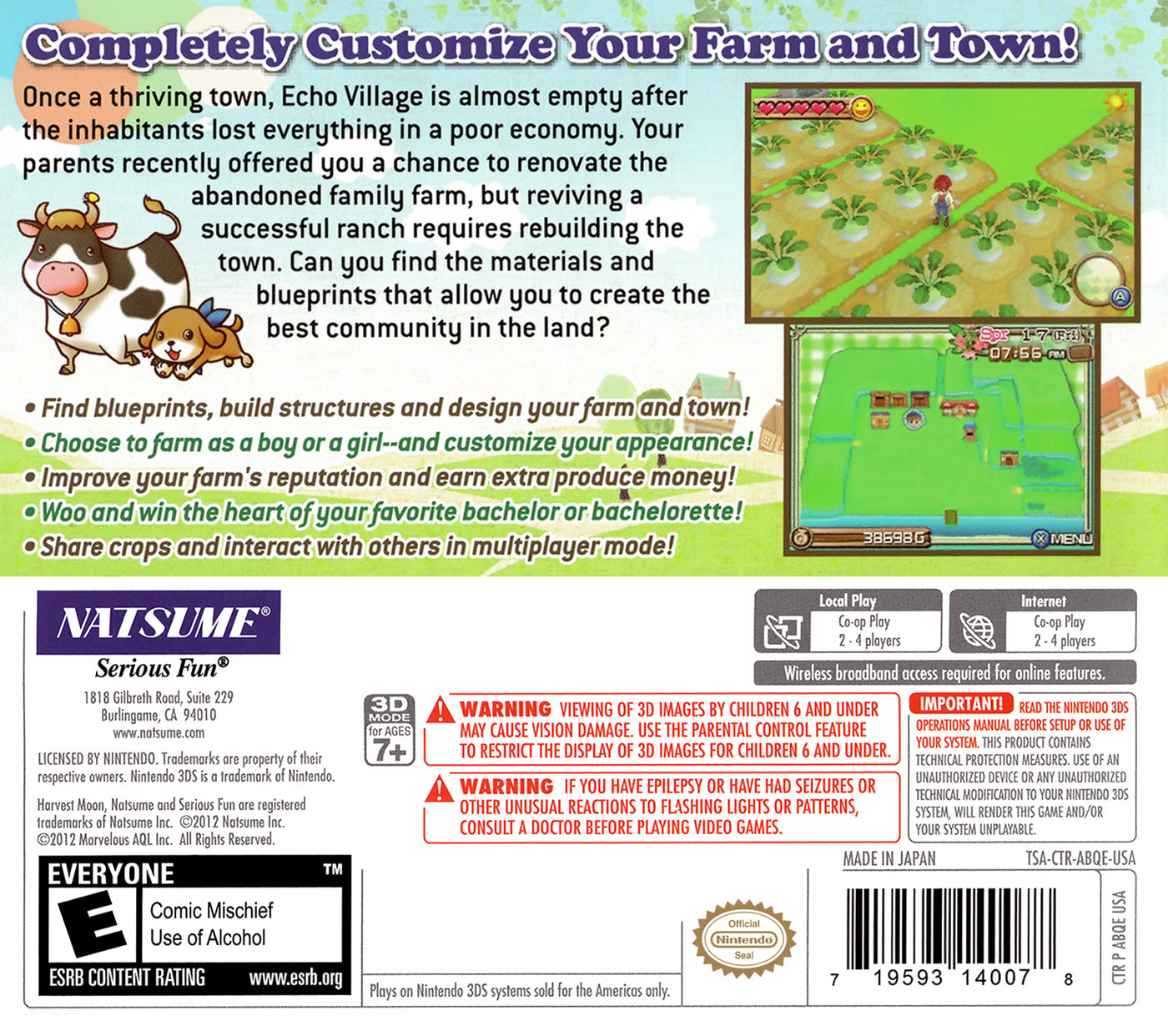 Harvest Moon 3D: A New Beginning - Nintendo 3DS