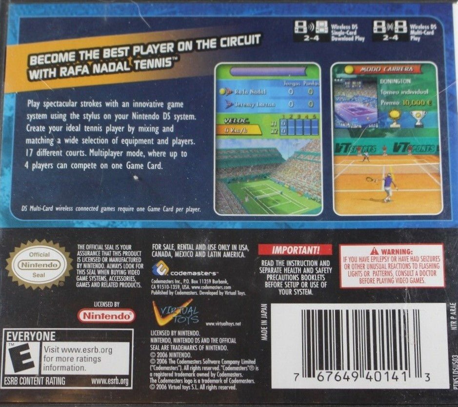 Rafa Nadal Tennis - Nintendo DS - Retro Island Gaming
