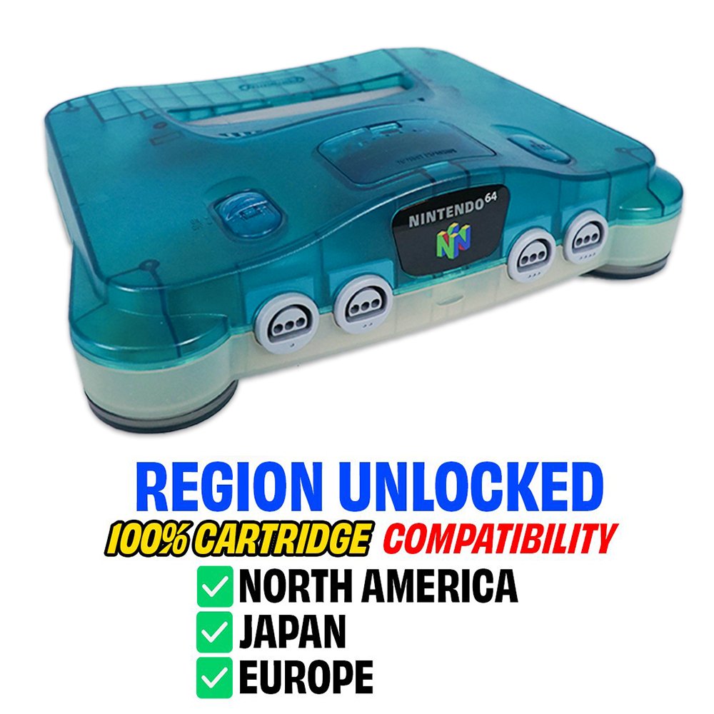 Region Unlocked Clear White & Blue Nintendo 64 System - Certified Tested & Cleaned - Retro Island Gaming