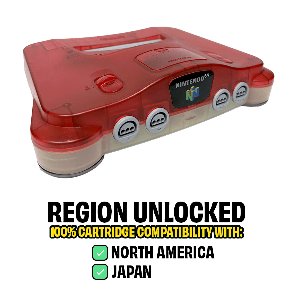 Region Unlocked Clear White & Red Nintendo 64 System - Certified Tested & Cleaned - Retro Island Gaming
