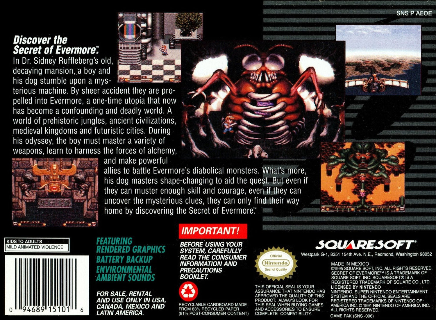 Secret of Evermore - Super Nintendo - Retro Island Gaming
