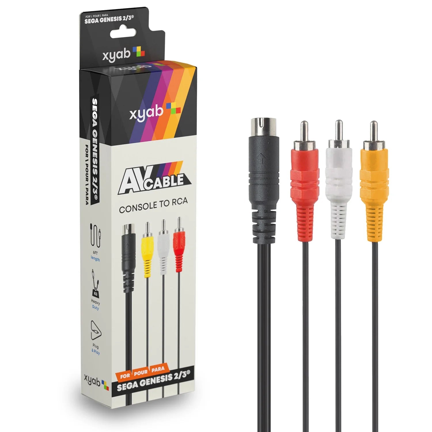 Sega Genesis 2 & 3 AV Composite Cable - xyab - Retro Island Gaming