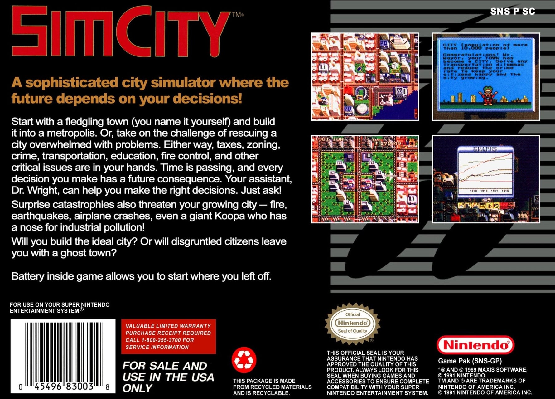 SimCity - Super Nintendo - Retro Island Gaming