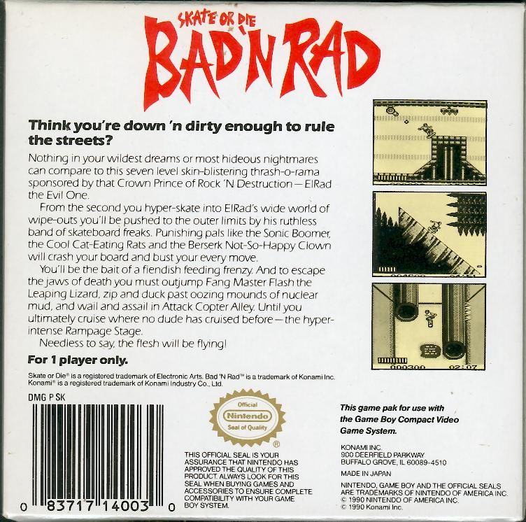 Skate or Die Bad n Rad - GameBoy - Retro Island Gaming
