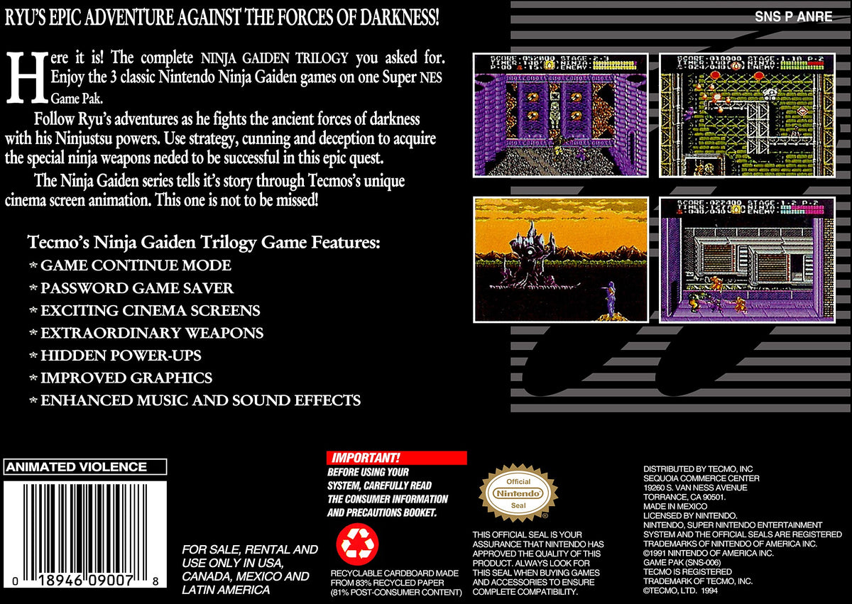 Ninja Gaiden Trilogy - Super Nintendo - Retro Island Gaming