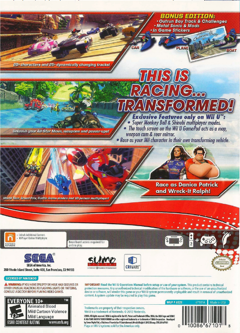 Sonic & All Stars Racing Transformed [Bonus Edition] - Wii U - Retro Island Gaming