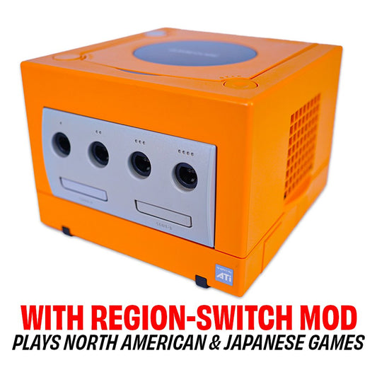 Spice Orange Nintendo GameCube System w/Japan - North American Region Switch Mod [DOL - 001] - Certified Tested & Cleaned - Retro Island Gaming