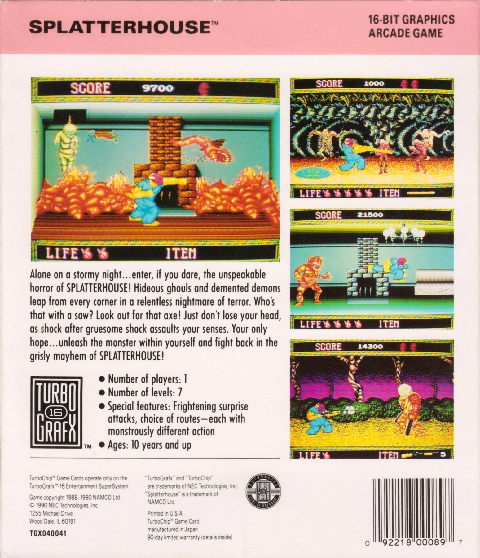 Splatterhouse - TurboGrafx - 16 - Retro Island Gaming