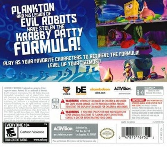SpongeBob SquarePants: Plankton's Robotic Revenge - Nintendo 3DS - Retro Island Gaming