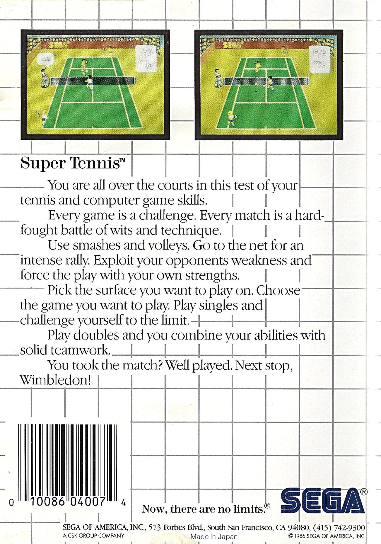 Super Tennis - Sega Master System - Retro Island Gaming