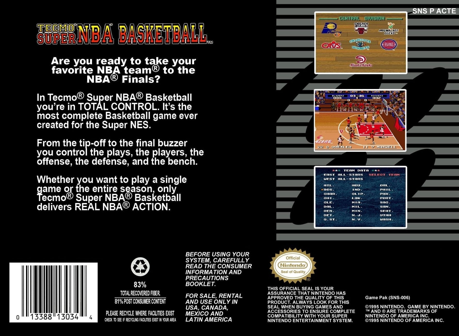 Tecmo Super NBA Basketball - Super Nintendo - Retro Island Gaming